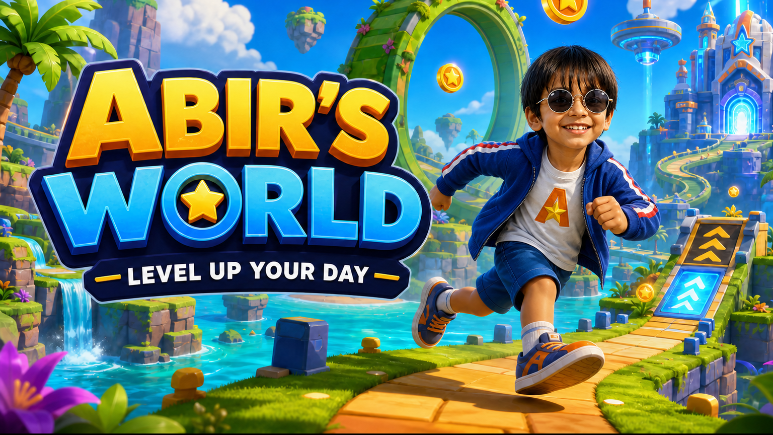 Abir running through the colorful Abir’s World adventure
